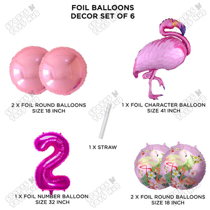 Flamingo Pack Of 6 Pink Color Foil Balloon Set