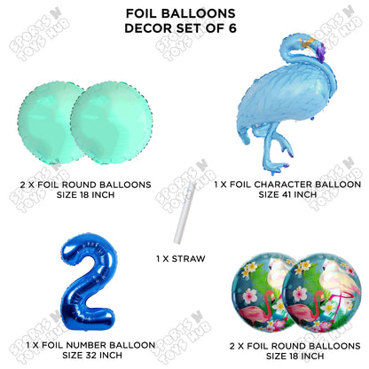 Flamingo Pack Of 6 Blue Color Foil Balloon Set
