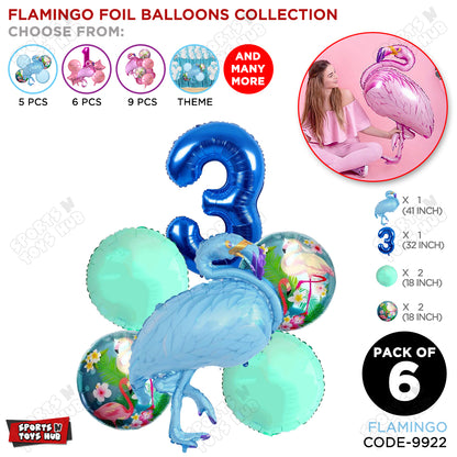 Flamingo Pack Of 6 Blue Color Foil Balloon Set