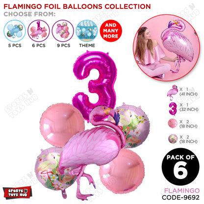 Flamingo Pack Of 6 Pink Color Foil Balloon Set