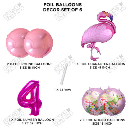 Flamingo Pack Of 6 Pink Color Foil Balloon Set