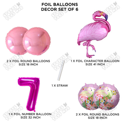 Flamingo Pack Of 6 Pink Color Foil Balloon Set