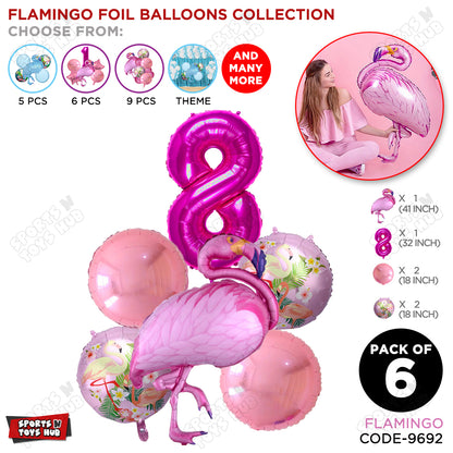 Flamingo Pack Of 6 Pink Color Foil Balloon Set