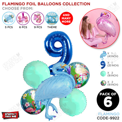 Flamingo Pack Of 6 Blue Color Foil Balloon Set