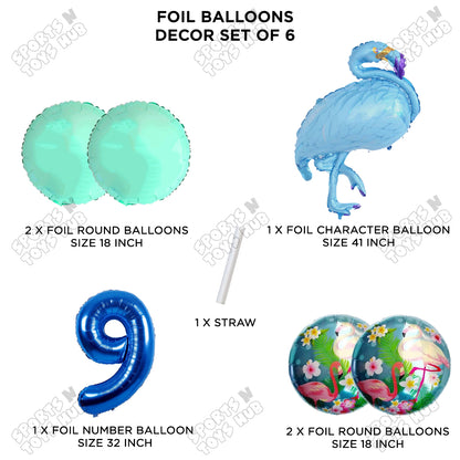 Flamingo Pack Of 6 Blue Color Foil Balloon Set