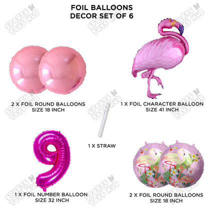 Flamingo Pack Of 6 Pink Color Foil Balloon Set