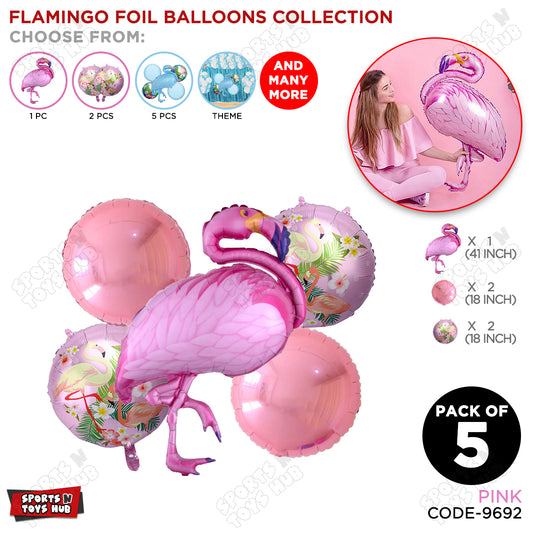 Flamingo Pack Of 5 Foil Balloon Set