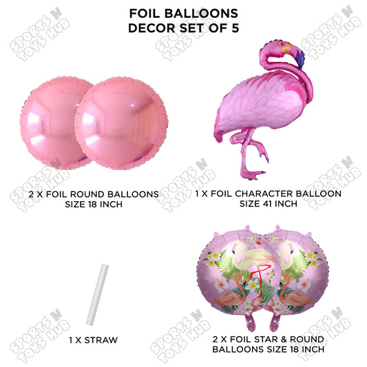 Flamingo Pack Of 5 Foil Balloon Set