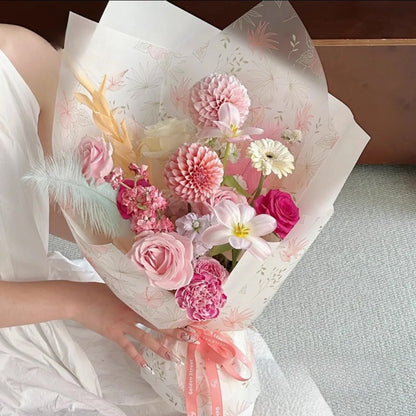 Floral Whisper Subtle Printed Translucent Florist Wrapping Sheets - Mix Color 20 Sheets Pack