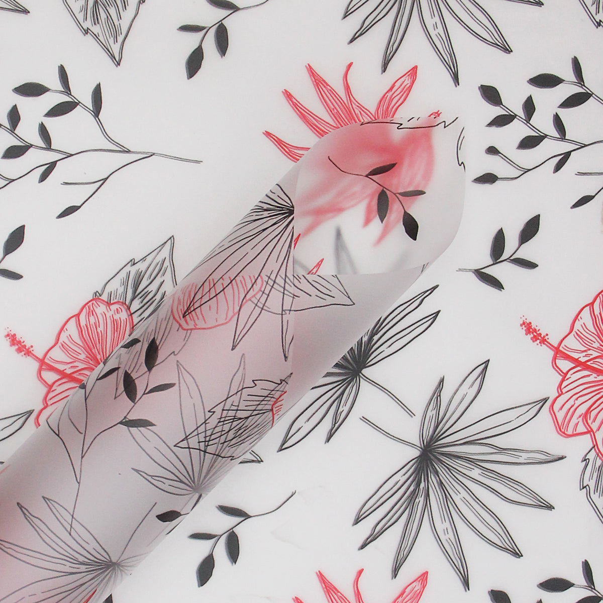 Floral Whisper Subtle Printed Transparent Translucent Florist Wrapping Sheets - 20 Sheets