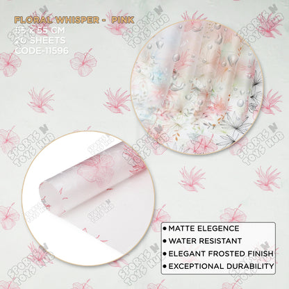 Floral Whisper Subtle Printed Transparent Translucent Florist Wrapping Sheets - 20 Sheets