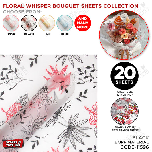 Floral Whisper Subtle Printed Transparent Translucent Florist Wrapping Sheets - 20 Sheets