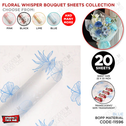 Floral Whisper Subtle Printed Transparent Translucent Florist Wrapping Sheets - 20 Sheets