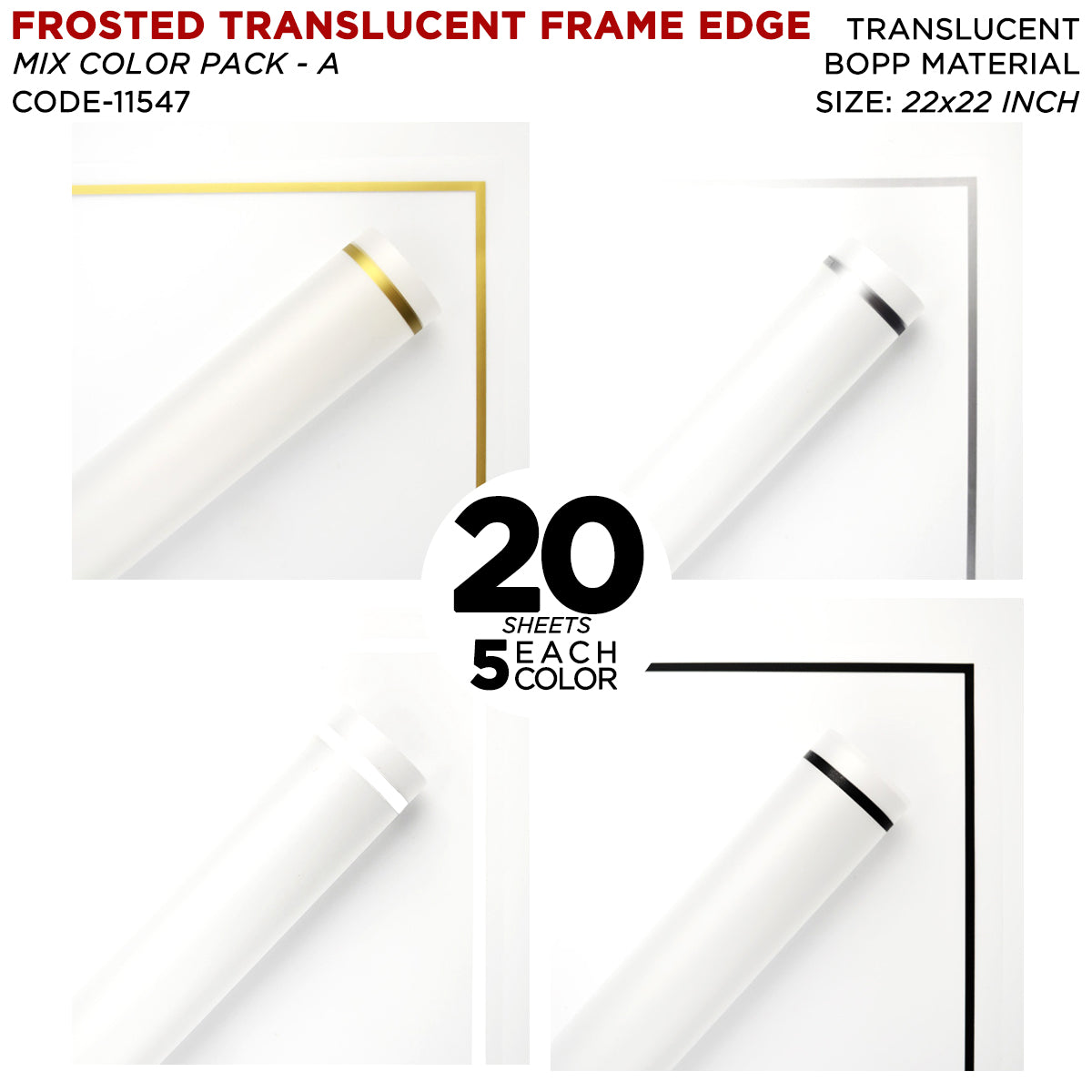 Frosted Translucent Frame Edge Bouquet Flower Sheet