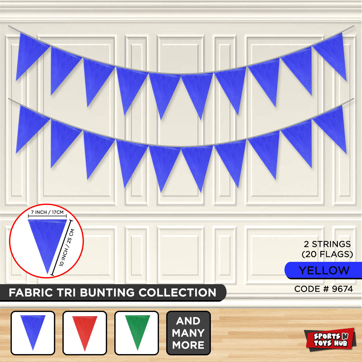 Triangle String Banner Triangle Fabric Bunting Banners - Pack of 2 Strings – Sports n Toys Hub