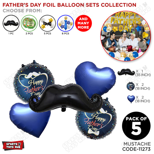 Fathers Day Foil Balloon With Moustache Set