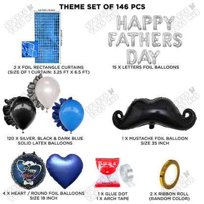 Fathers Day Foil Balloon Set Arch Theme -  Pack Of 146