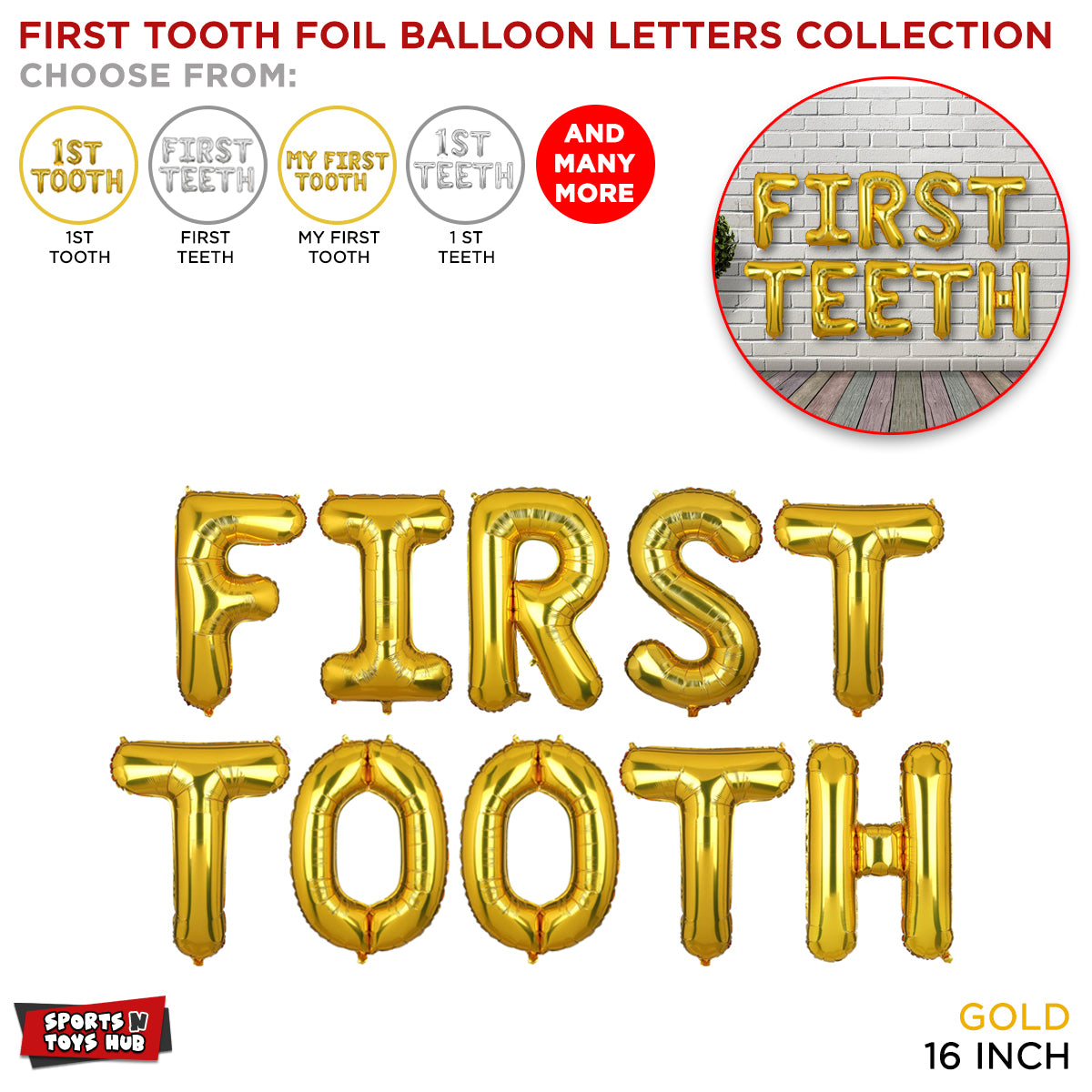 First Tooth Gold Foil Letter Collection – Sports n Toys Hub