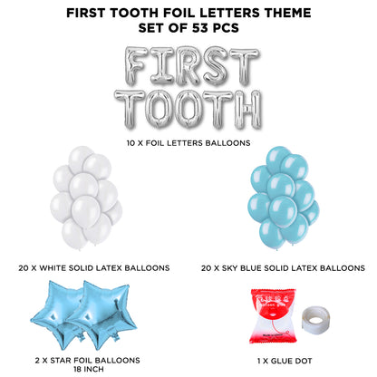 First Tooth Foil Letters Theme Without Curtain - Blue
