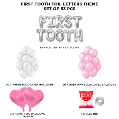 First Tooth Foil Letters Theme Without Curtain - Pink
