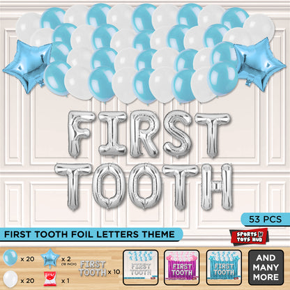 First Tooth Foil Letters Theme Without Curtain - Blue