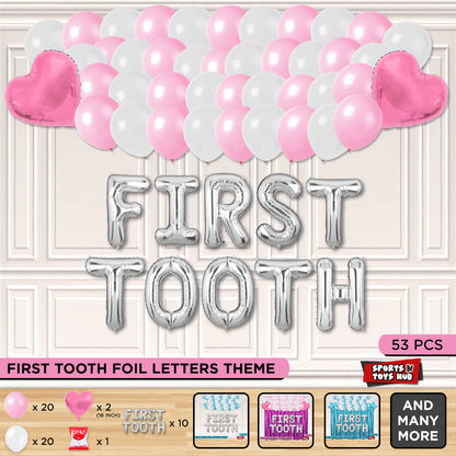 First Tooth Foil Letters Theme Without Curtain - Pink