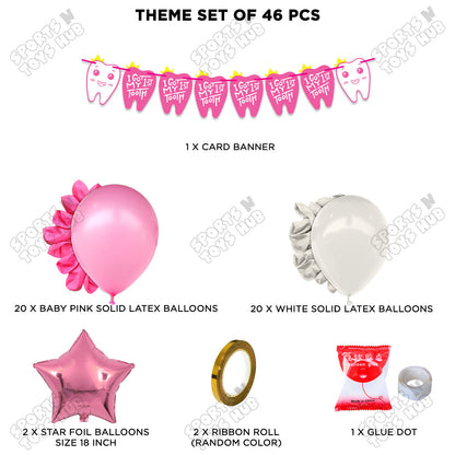 I Got My First Tooth Card Banner Garland Theme - Pink