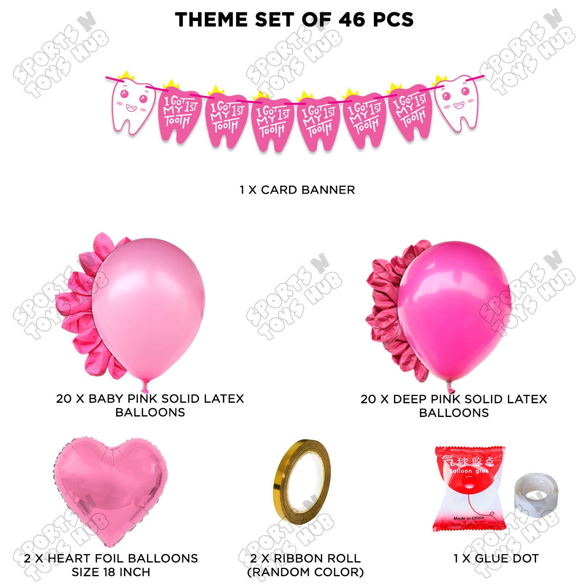 I Got My First Tooth Card Banner Garland Theme - Pink