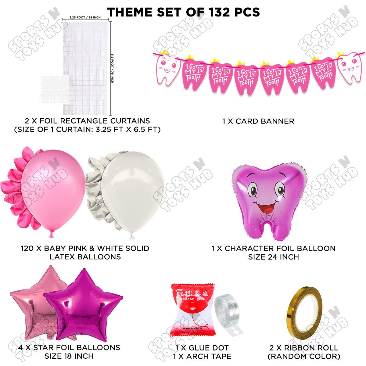 I Got My First Tooth Card Banner Arch Theme - Pink