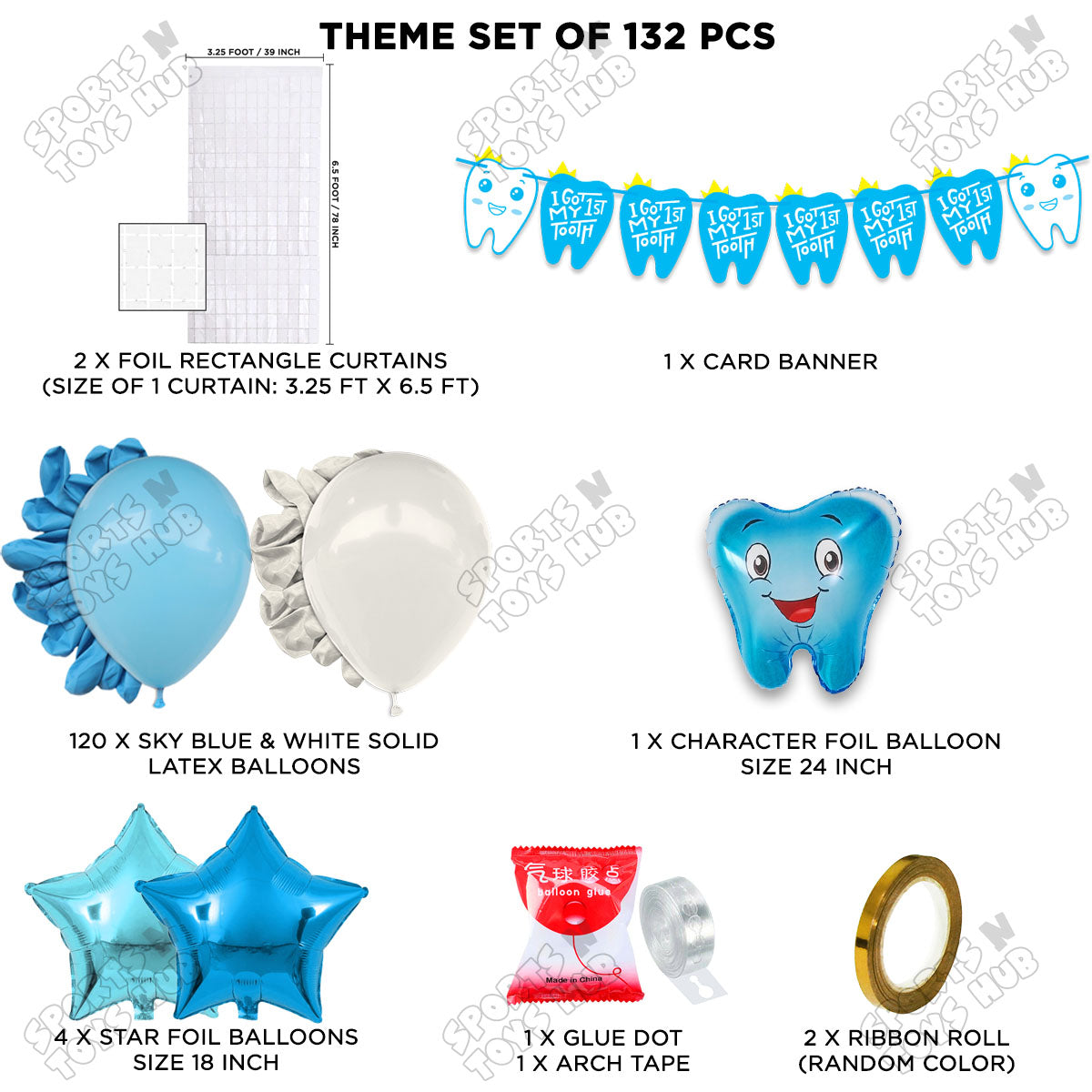 I Got My First Tooth Card Banner Arch Theme - Blue