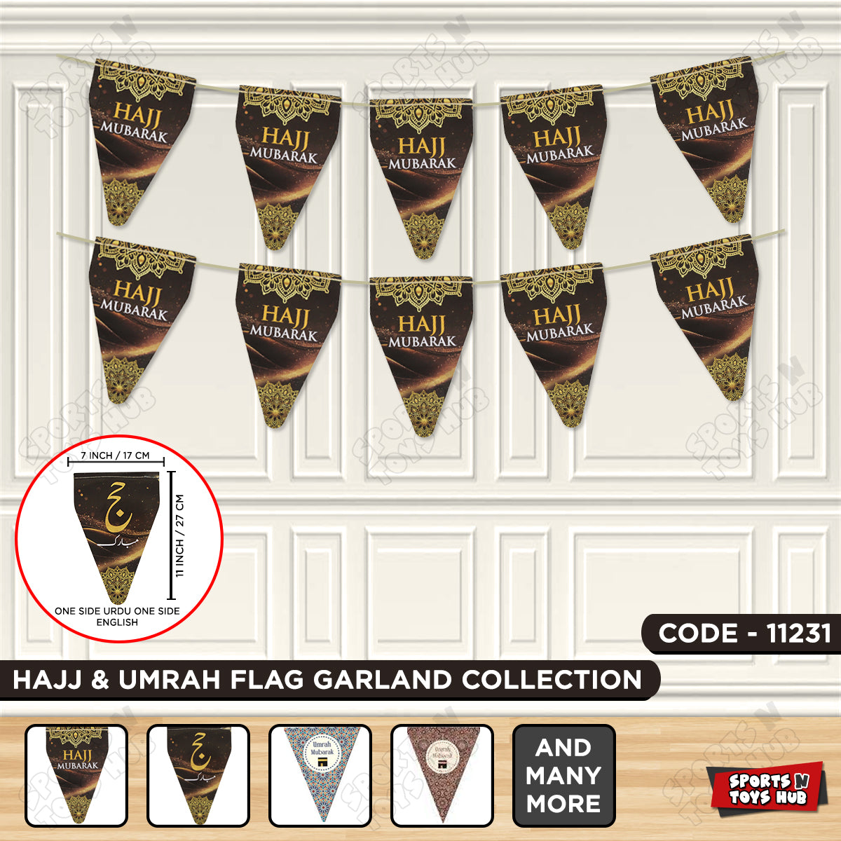 Hajj Mubarak Wall Hanging Flag Triangle Banner