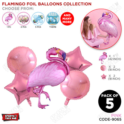 Flamingo Bird Pack Of 5 Foil Balloon Set