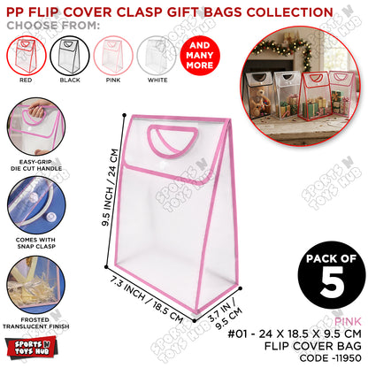 28 × 18.5 × 9 CM / 01 Transparent PVC Gift Bag with Die-Cut Handle & Flip Cover – Packaging Bag for Gifts, Party Favors, Boutique Products, Retail Packaging, Wedding Events, Gift Wrapping & Special Occasions