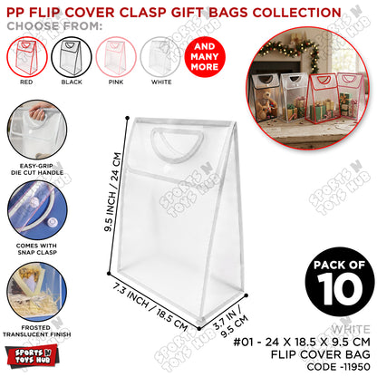 28 × 18.5 × 9 CM / 01 Transparent PVC Gift Bag with Die-Cut Handle & Flip Cover – Packaging Bag for Gifts, Party Favors, Boutique Products, Retail Packaging, Wedding Events, Gift Wrapping & Special Occasions