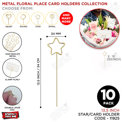 Metal Floral Star Shape Place Card Holders - Pack Of 10