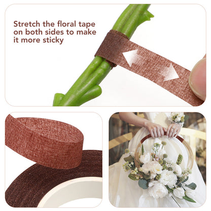 Brown Floral Tape 1.2cm x 25 Yards – Premium Self-Adhesive Florist Stem Wrap Tape for Fresh & Artificial Flowers, Bouquet Wrapping, Floral Arrangements, Wedding Bouquets, Corsages, Boutonnieres & DIY Floral Crafts