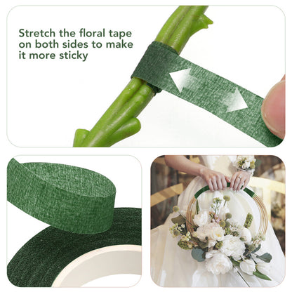 Dark Green Floral Tape 1.2cm x 25 Yards – Premium Florist Stem Wrap Tape for Fresh Flowers, Bouquet Wrapping, Floral Arrangements, Wedding Bouquets, Artificial Flowers & DIY Floral Crafts