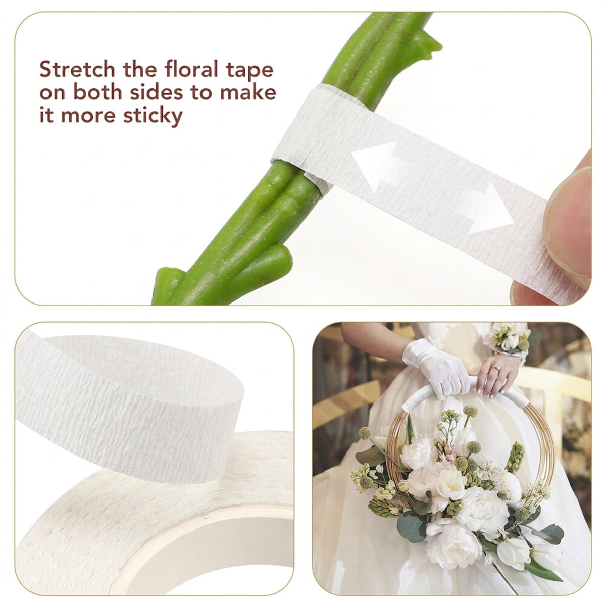 Moss Green Floral Tape 1.2cm x 25 Yards – Premium Florist Stem Wrap Tape for Fresh Flowers, Bouquet Wrapping, Wedding Bouquets, Artificial Flowers & DIY Floral Crafts