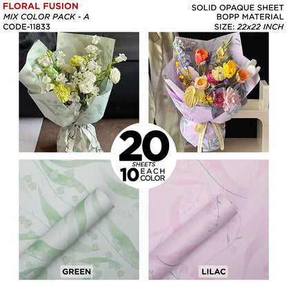 Floral Fusion Solid Opaque Sheets – Premium Bouquet Wrapping Paper for Flowers, Gift Packaging & Event Decoration