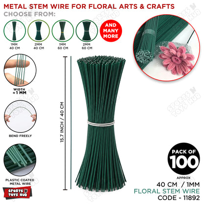 1mm Floral Stem Wire – Premium Green Florist Wire for Artificial Flowers, Bouquet Making, Wreath Making, Floral Arrangements & DIY Craft Supplies