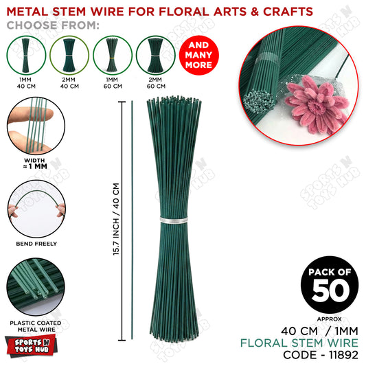 1mm Floral Stem Wire – Premium Green Florist Wire for Artificial Flowers, Bouquet Making, Wreath Making, Floral Arrangements & DIY Craft Supplies