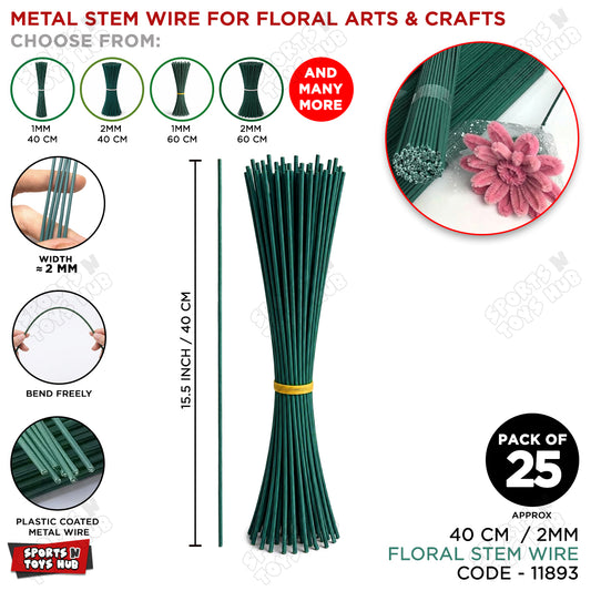 Floral Stem Wire 2mm – Premium Green Florist Craft Wire for Artificial Flowers, Wreath Making, Bouquet Arrangements, DIY Floral Crafts & Decoration Supplies