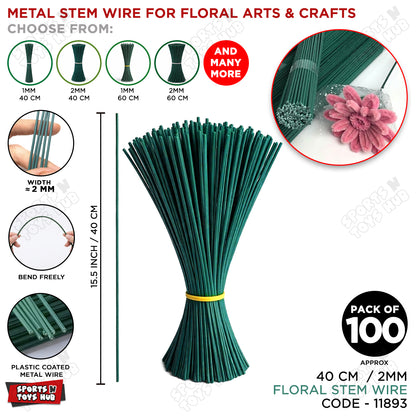 Floral Stem Wire 2mm – Premium Green Florist Craft Wire for Artificial Flowers, Wreath Making, Bouquet Arrangements, DIY Floral Crafts & Decoration Supplies