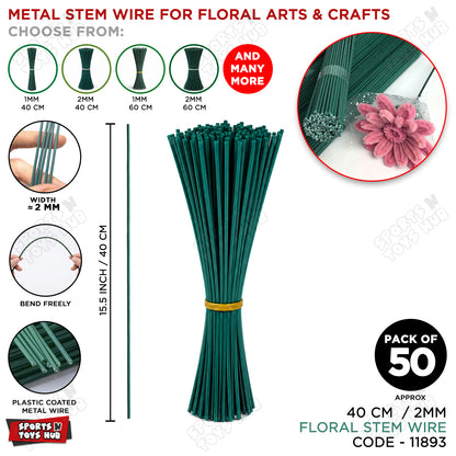 Floral Stem Wire 2mm – Premium Green Florist Craft Wire for Artificial Flowers, Wreath Making, Bouquet Arrangements, DIY Floral Crafts & Decoration Supplies