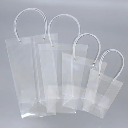 Transparent PVC Flower Bouquet Tote Bags with Long Pipe Handles – Pack of 1
