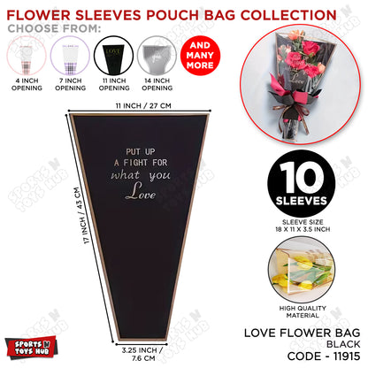 ”Put Up a Fight for What You Love” Printed Flower Sleeves & Pouch Bags Collection – Inspirational Floral Bouquet Wrapping Bags for Flower Packaging