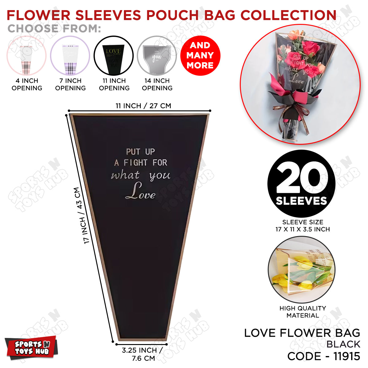 ”Put Up a Fight for What You Love” Printed Flower Sleeves & Pouch Bags Collection – Inspirational Floral Bouquet Wrapping Bags for Flower Packaging