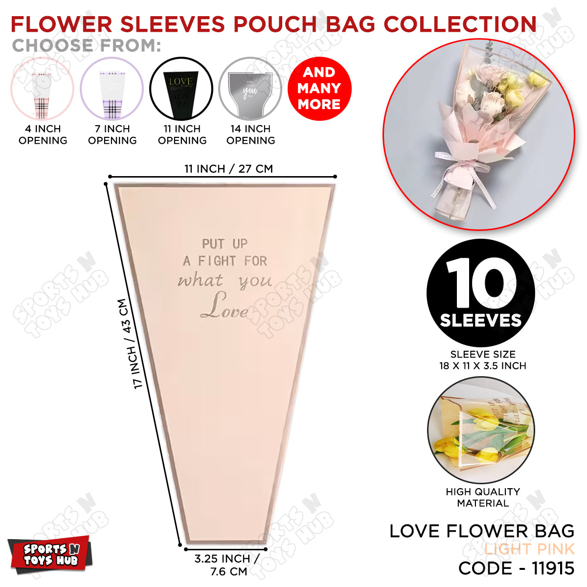 ”Put Up a Fight for What You Love” Printed Flower Sleeves & Pouch Bags Collection – Inspirational Floral Bouquet Wrapping Bags for Flower Packaging