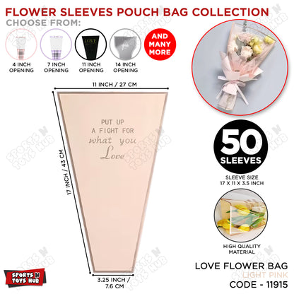 ”Put Up a Fight for What You Love” Printed Flower Sleeves & Pouch Bags Collection – Inspirational Floral Bouquet Wrapping Bags for Flower Packaging