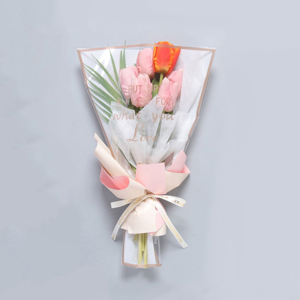 ”Put Up a Fight for What You Love” Printed Flower Sleeves & Pouch Bags Collection – Inspirational Floral Bouquet Wrapping Bags for Flower Packaging